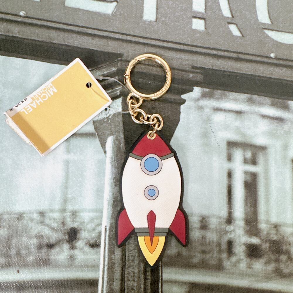 NWT Michael Kors Rocket Bag Charm 35H7GKCK5U Red Multi Gold‑Tone Keychain